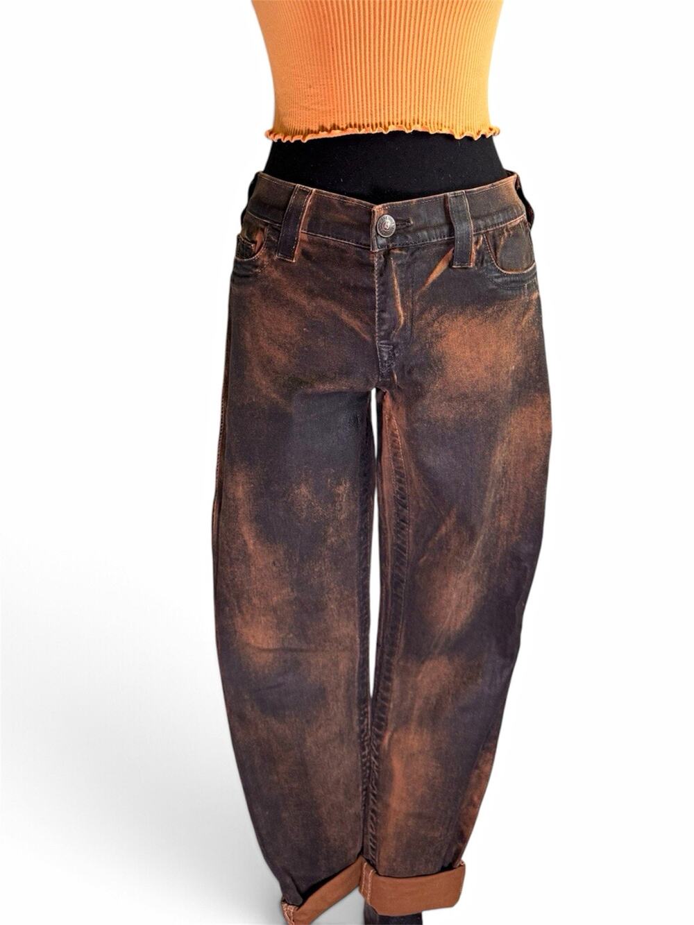 True Religion Women Skinny Size 4 Waist 28 Brown/Black Cotton Elastane